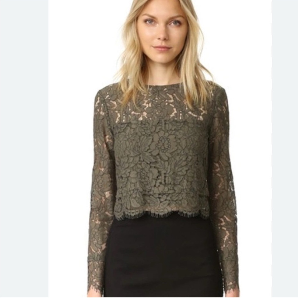 DIANE VON FURSTENBERG Yeva Lace
Olive Green Top Size 8